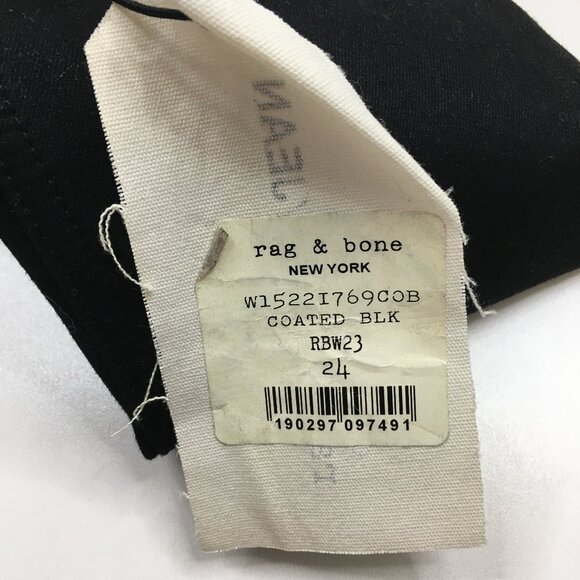 NWT RAG & BONE Black Coated Zip Pockets & Ankle Slim Fit Skinny Jeans - Picture 4 of 12